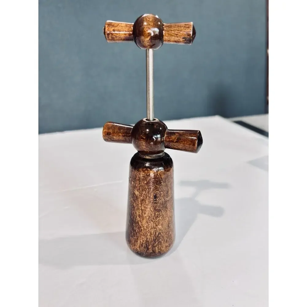 Vintage French Style Wooden Double Action Corkscrew Wine Bottle Opener 7